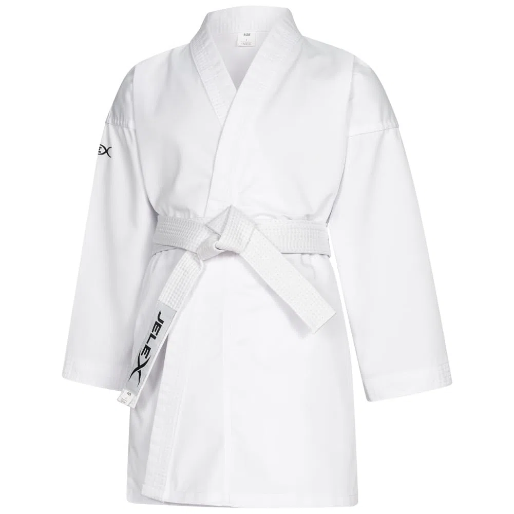 JELEX Kihaku Karateanzug Set aus Hose, Oberteil und Gürtel für Erwachsene und Kinder. Für Karate, Judo und andere Kampfsportarten