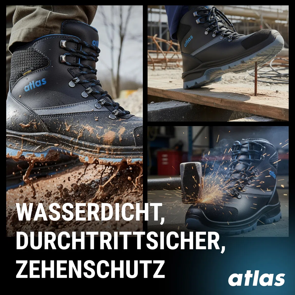 Atlas alu-tec 735 XP ESD Sicherheitschuhe Arbeitsschuhe für Herren und Damen S3 wasserdicht, Outdoor, Aluminiumkappe