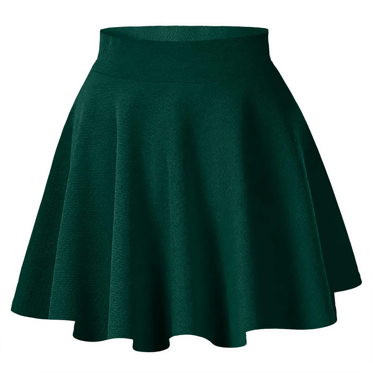 GOOBGS Women's Casual Versatile Mini Skater Stretchy Skirt with Shorts Deep Green Small