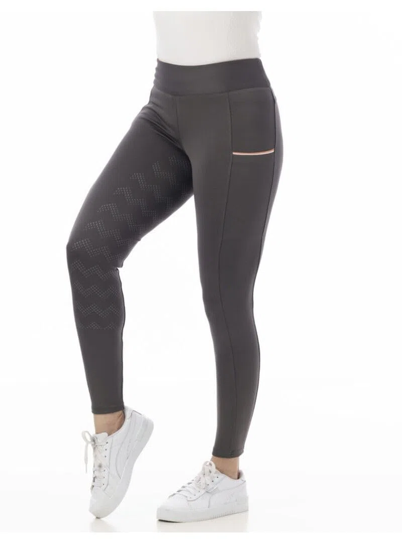 Riding World - Reitleggings für Damen Agadir | Leggings zum Reiten | Reithose mit Silikon-Vollbesatz & breitem Bund | Reiterhose mit 2 Handytaschen | Damen Reitbekleidung in Grau | Größe 38