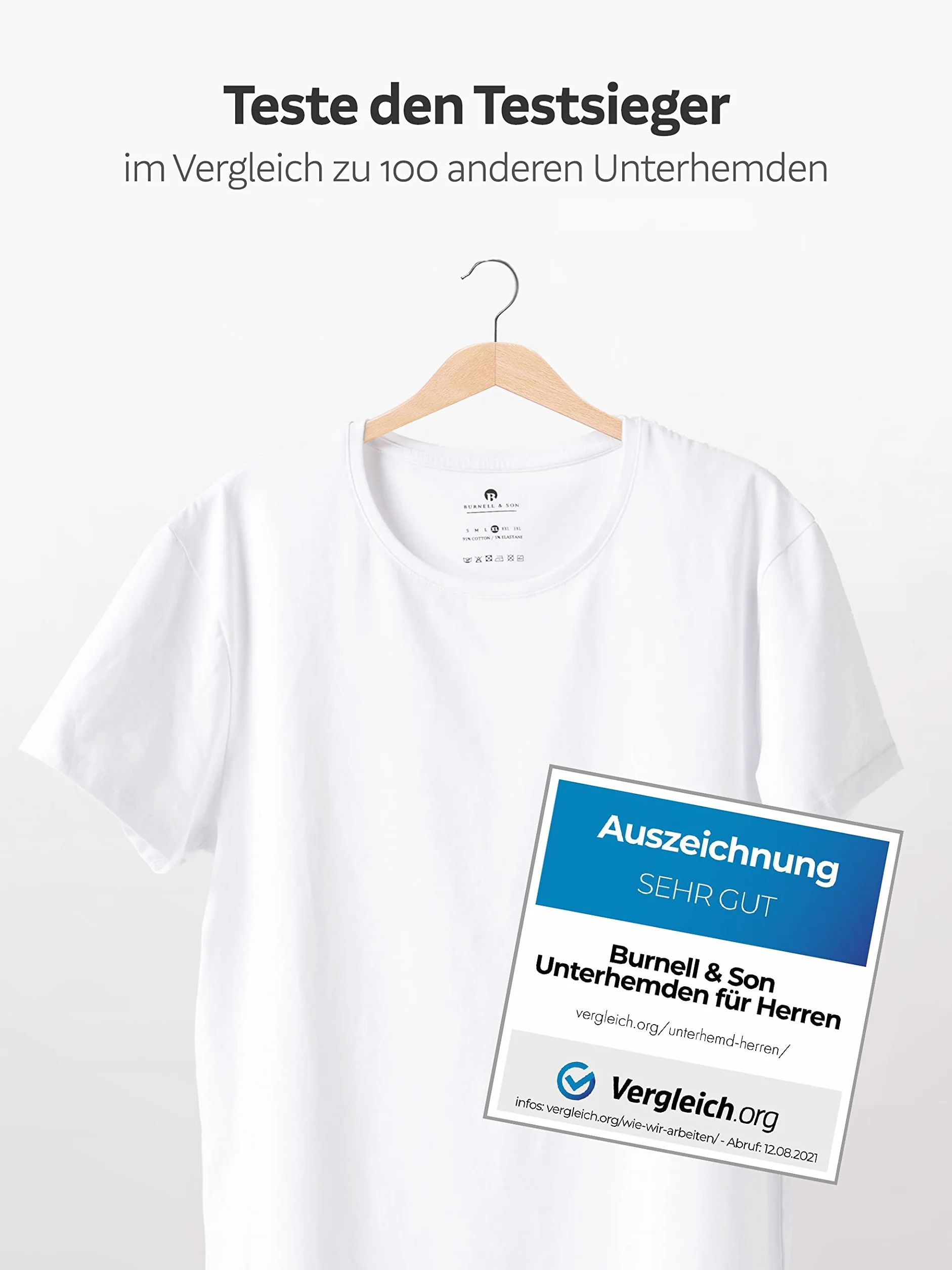 Burnell & Son Herren T-Shirt 3er Pack V-Ausschnitt Unterhemd Herren - Stretch - Kurzarm Shirt Männer aus Baumwolle Basic Slim Fit