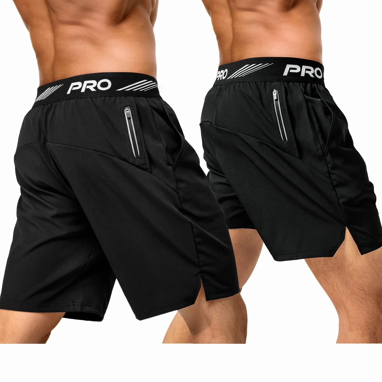 2er Pack 9" 5" Herren Sport Shorts Trainingsshorts Laufshorts Sporthose Laufhose Jogginghose Kurze Schnell Trocknend Reißverschlusstasche