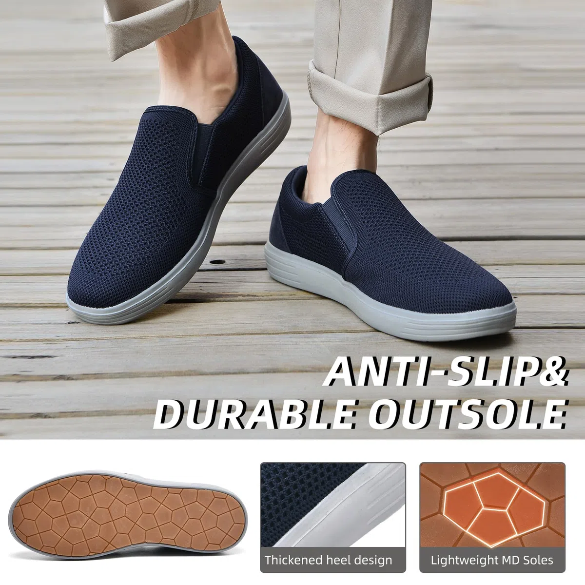 Puxowe Sneaker Herren Leicht Slip-Ins Herren Sneakers Atmungsaktiv Breite Freizeitschuhe für Walking Jogging
