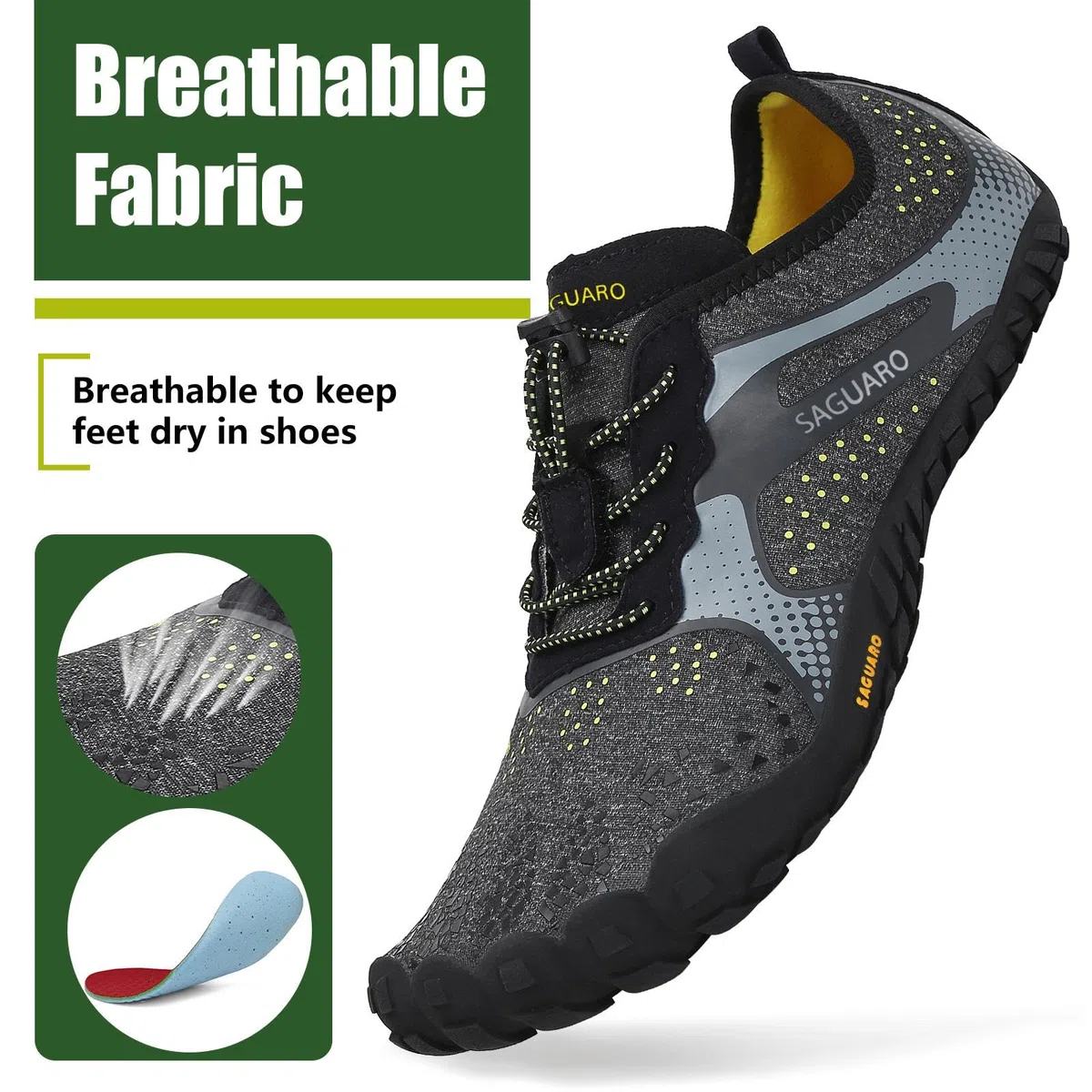 SAGUARO Unisex Barfußschuhe Atmungsaktiv Leichte Fitnessschuhe Breiter Zehenbox