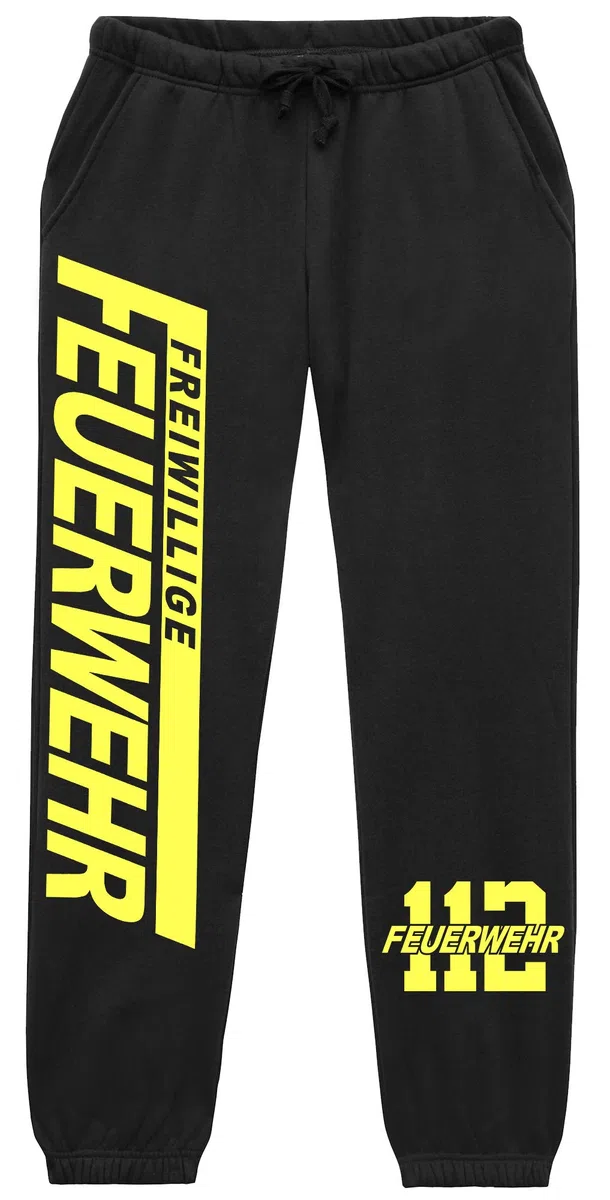 Feuerwehr Herren Jogginghose | Logo 112 FFW Freiwillige Hose | M4