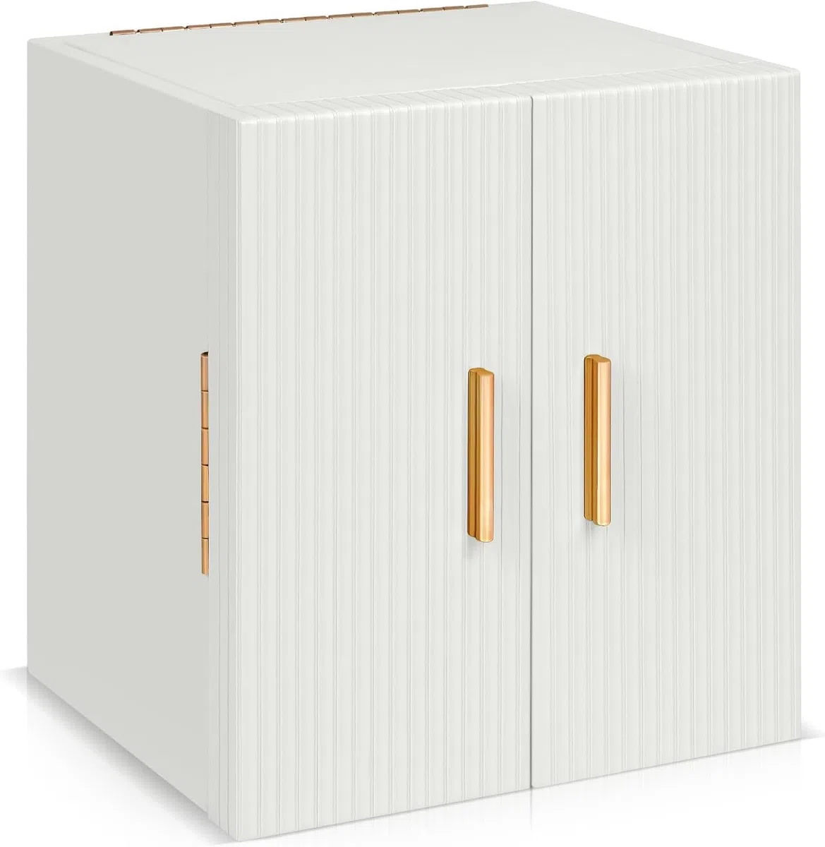 Dajasan Groß Schmuckaufbewahrung, Schmuckkästchen mit 3 Schubladen, Schmuckkasten mit Doppeltür & Spiegel, Schmuckschrank für Schminktisch, PU-Leder Vertikale Textur, Geschenk für Damen (Weiß)