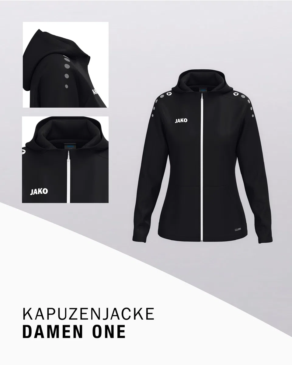 JAKO One Kapuzenjacke – Atmungsaktive Sportjacke für Damen aus 100% Polyester, mit weichem Micro-Fleece, ideal für Sport und Freizeit