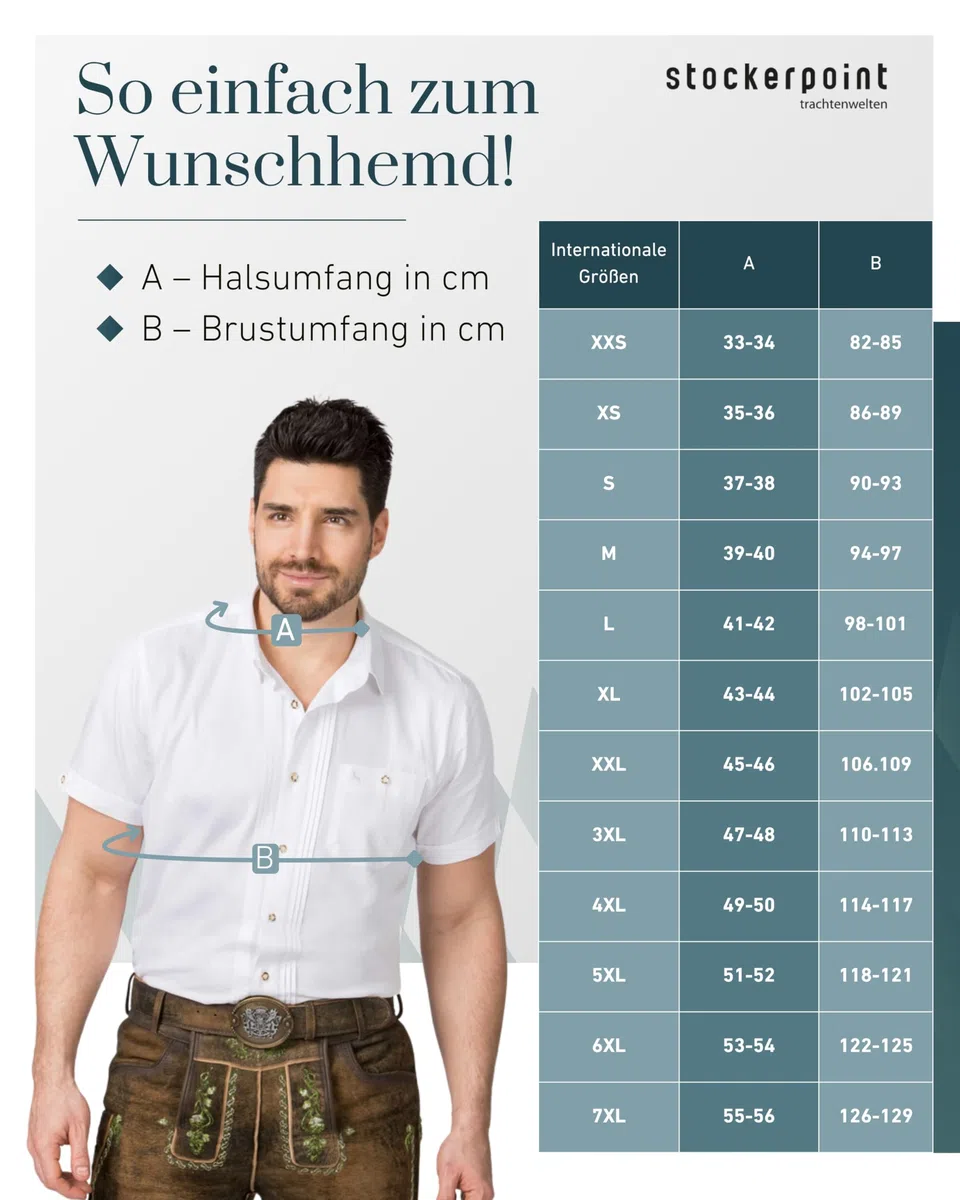 Stockerpoint Herren Kurzarm Trachtenhemd Bodo I Größe S-2XL I Traditionelles & modernes Design I Atmungsaktiv & pflegeleicht I 100% Baumwolle I Perfekt für Trachten & Festlichkeiten