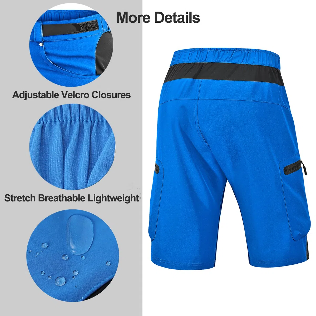 MTB Hose Herren Fahrradhose, Schnelltrocknende MTB Shorts Herren Mountainbike Hose Radhose, Bike Shorts mit Verstellbaren Klettverschlüssen