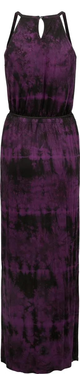 RED by EMP Damen schwarz/lilanes langes Kleid im Batik Muster