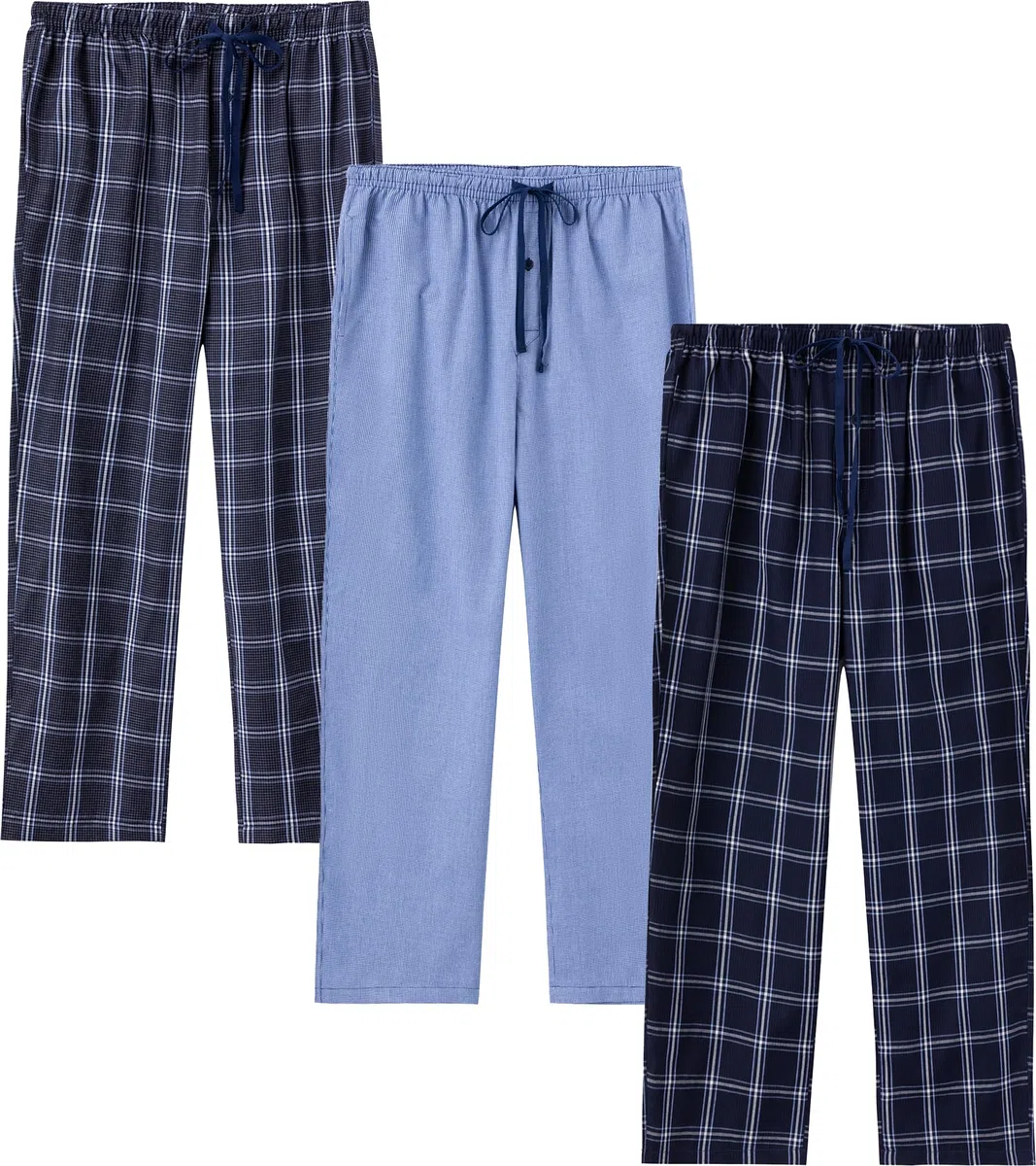 JupiterSecret Pyjamahose für Herren, lang, lässig, für Zuhause, kariert, für Herren, 3 Stück