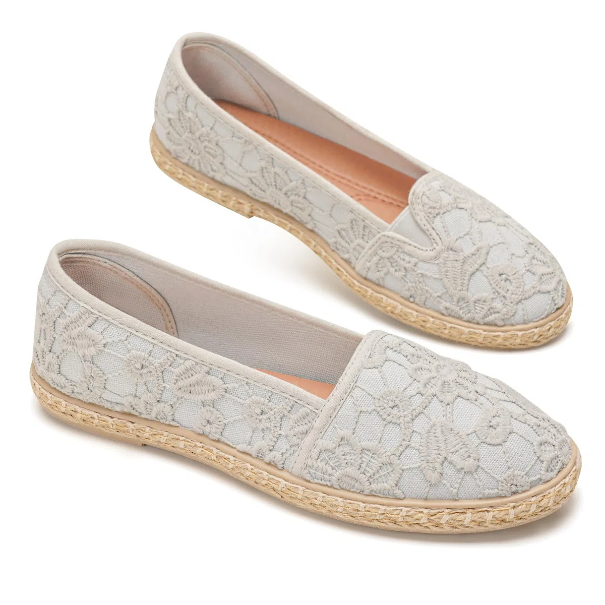 GLAMORA LAMORA Espadrilles aus Spitze für Damen, Sparta-Sohle, moderner und tragbarer Stil, Weiß, Schwarz und Beige, Schwarz