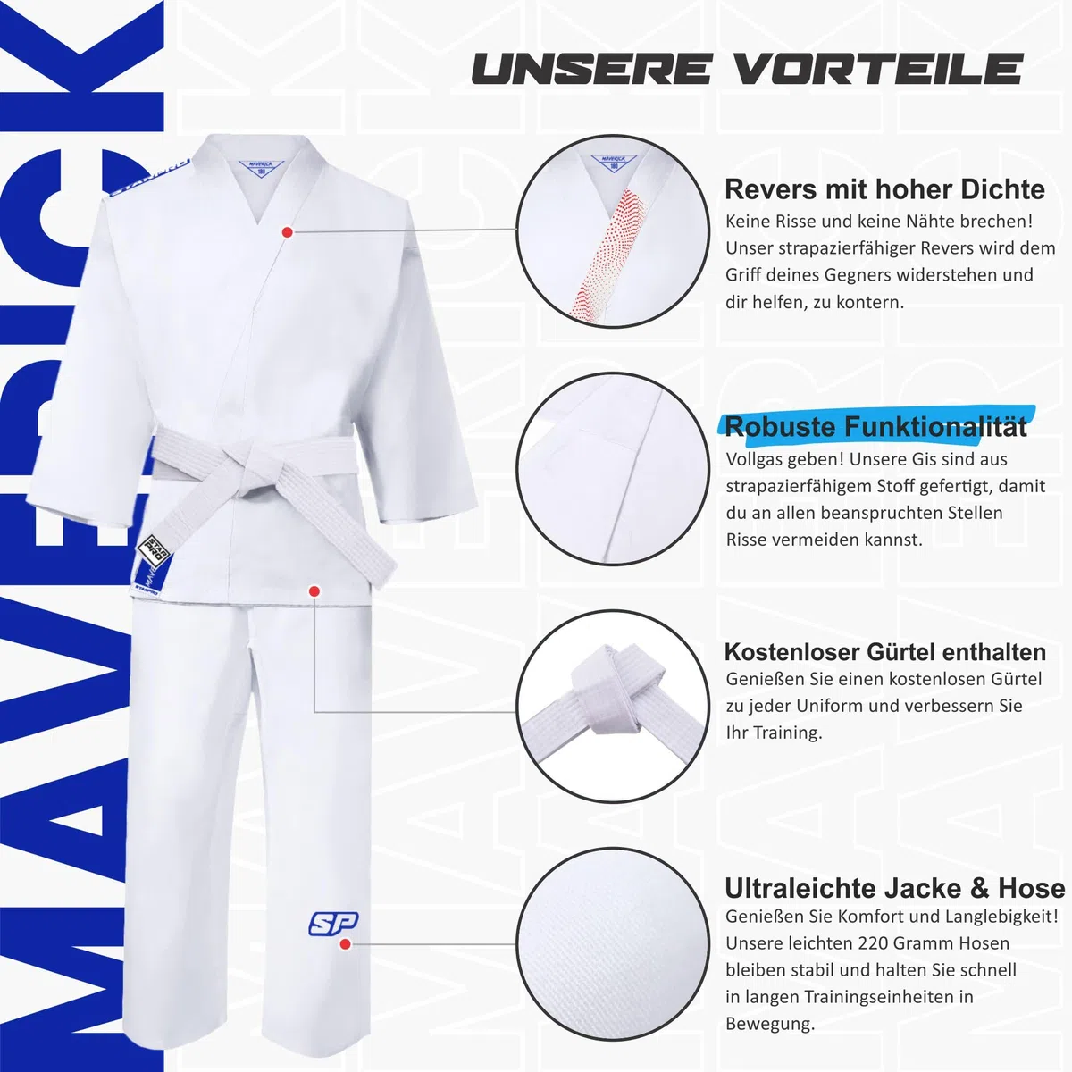 Starpro Karateanzug Weiß – Hochwertiger Kinder Karate Gi mit Gürtel, Leicht & Atmungsaktiv – Ideal für Anfänger & Fortgeschrittene Training