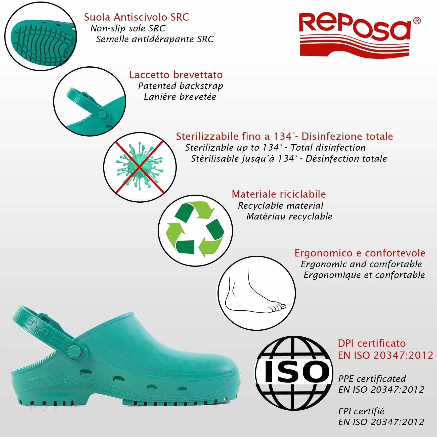 REPOSA Unisex Max Professionelle Clogs für die Arbeit