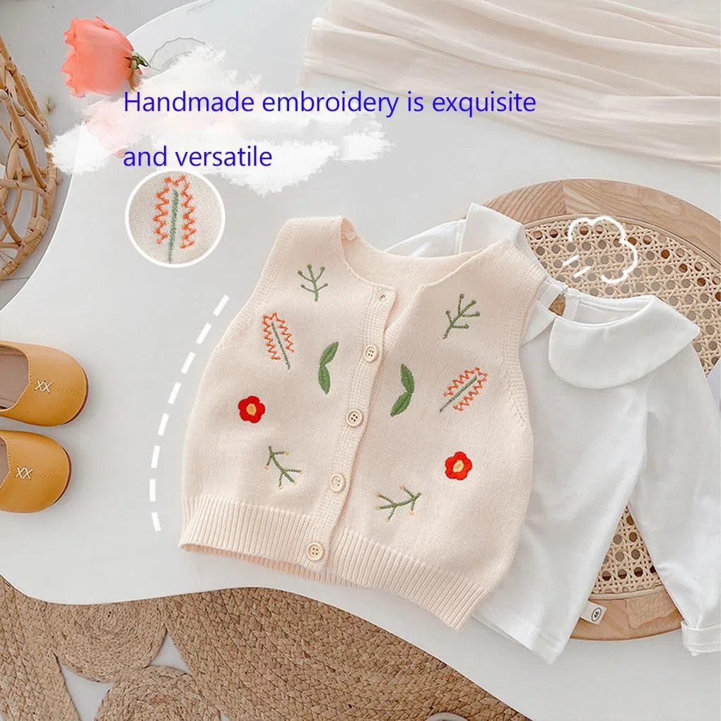 3 Monate-6Jahre Baby Mädchen Ärmellose Weste Strickjacke 68/74/80/86/92 weich Ärmellose Pullunder Strickweste mit Knopfverschluss Frühling Herbst 98/104/116/120