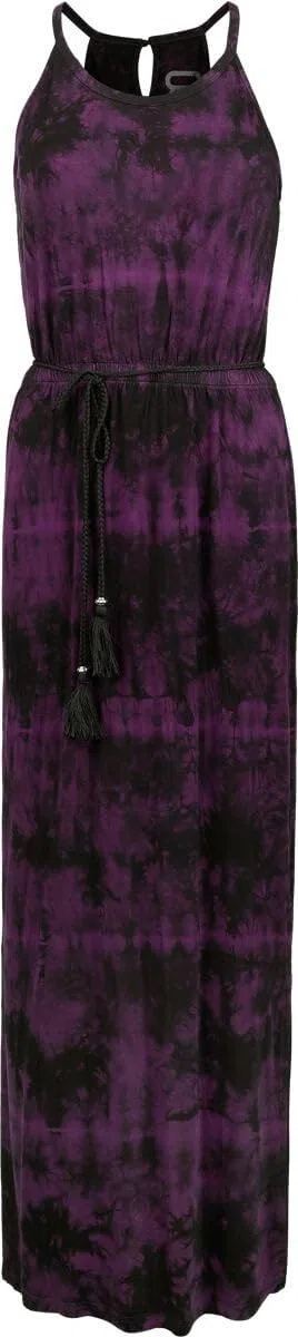 RED by EMP Damen schwarz/lilanes langes Kleid im Batik Muster