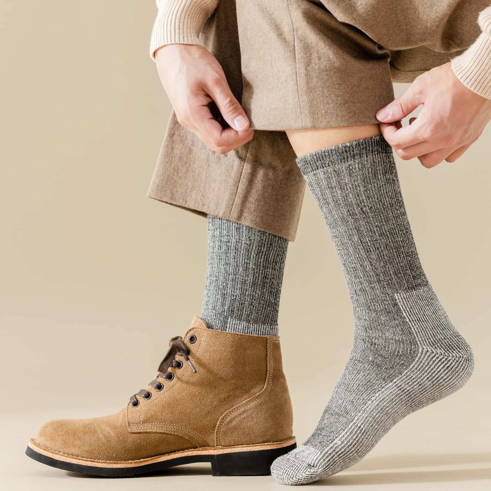 Vihir 3 Paar Wolle Socken Herren - Lange Röhre Wolle Sport Socken für Skifahren, Trekking, Wandern 37-42, 41-46