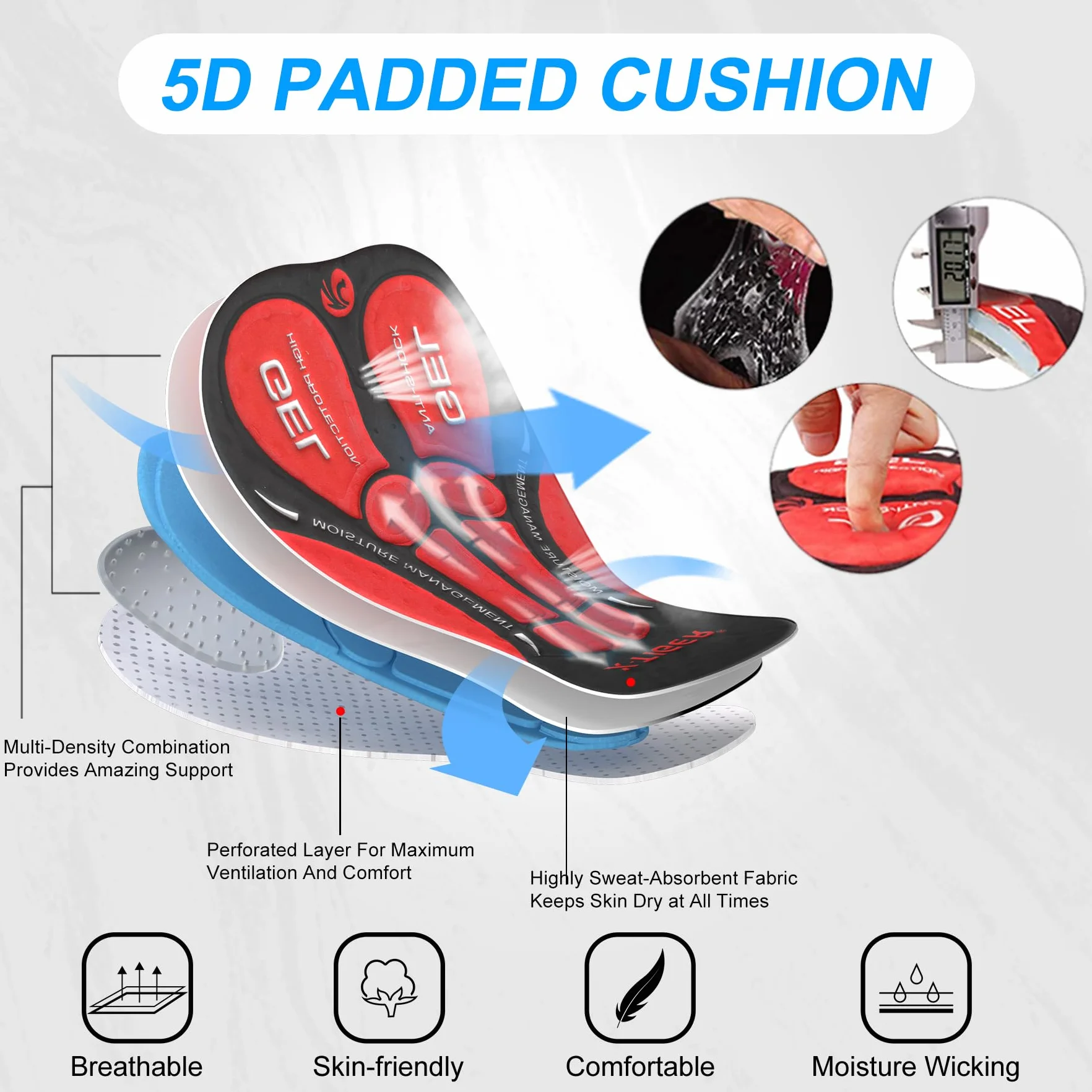 X-TIGER Fahrradhose Herren Lang mit 5D Sitzpolster,Radlerhose Herren Lang Atmungsaktive Schnelltrocknende Radhose mit 3 Taschen