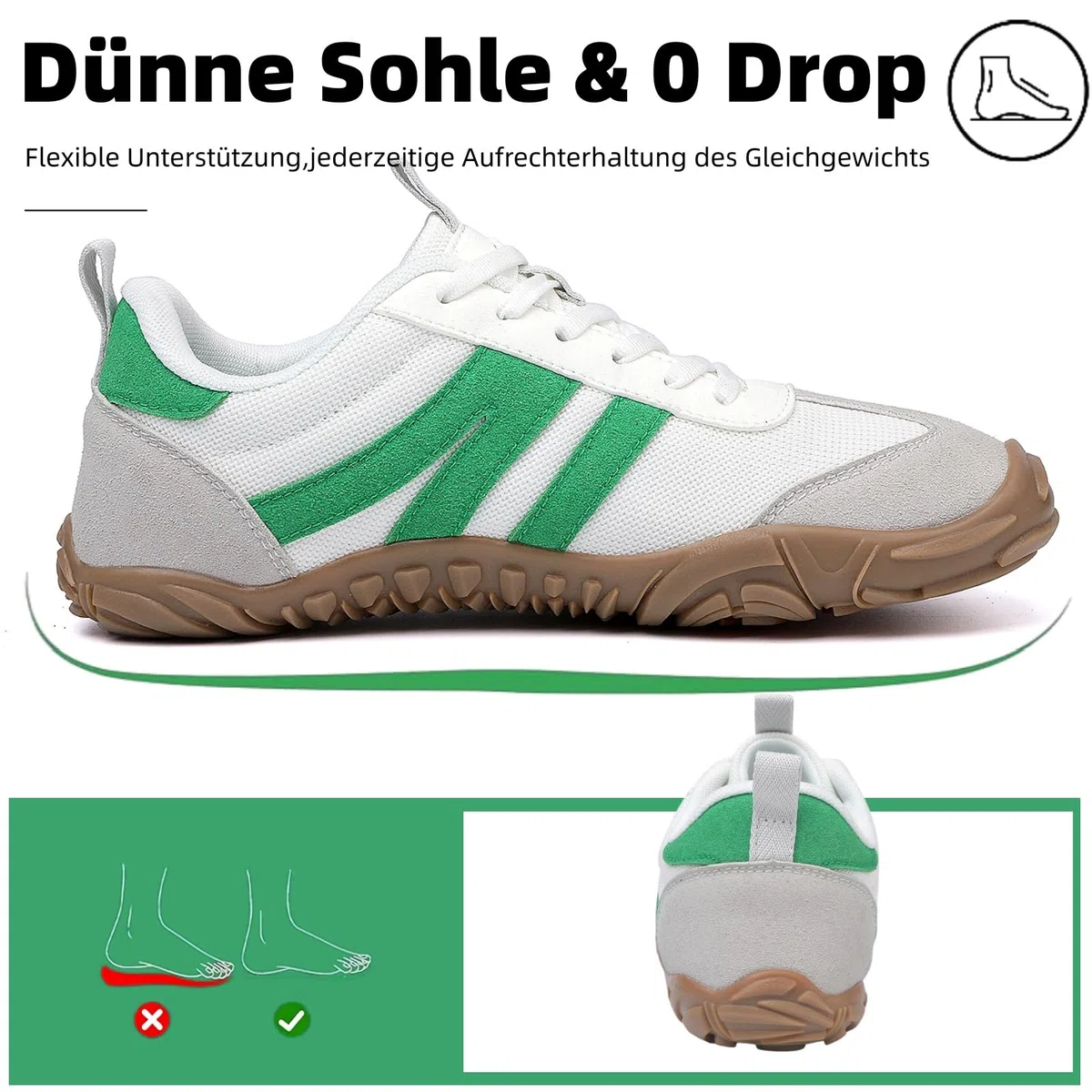 Barfußschuhe Herren Damen Barfussschuhe Breite Zehenbox Outdoor Walkingschuhe Barfuss Traillaufschuhe Leichte Minimalistische Fitnessschuhe Barfuß Sneaker mit Zero-Drop Solhe