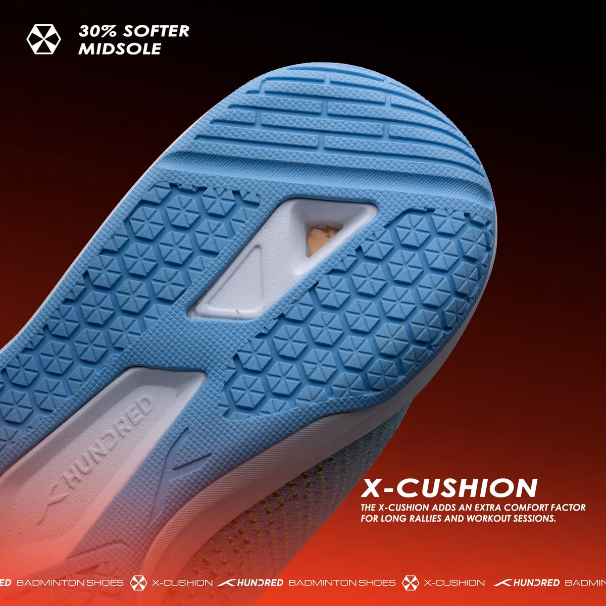 HUNDRED Blade Lite Non Marking Badminton Shoes | Unisex | Material: Knitted Upper & Rubber Sole| Perfect for Squash, Table Tennis, Volleyball, Basketball