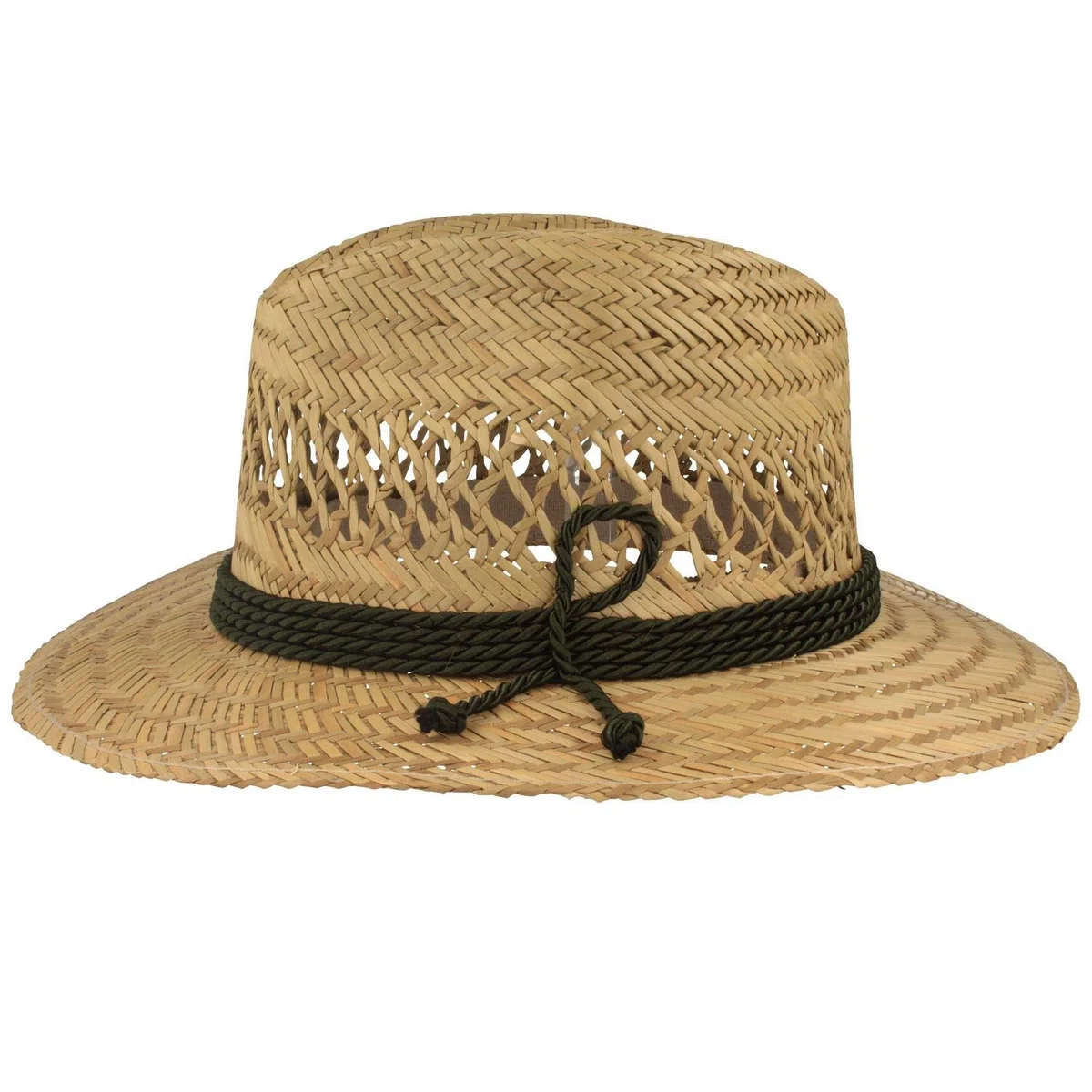 Breiter Strohhut | Sommerhut | Sonnenhut – aus 100% Stroh mit grüner Seidengarnitur & Luftlöcher – Traveller – auch in XXL erhältlich