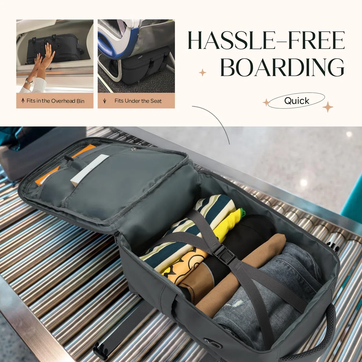 für Ryanair Handgepäck 55x40x20,Rucksack Handgepäck,Reiserucksack Handgepäck Flugzeug,44L,mit 17.3" Laptopfach und Diebstahlschutztasche,Unisex,Schwarz