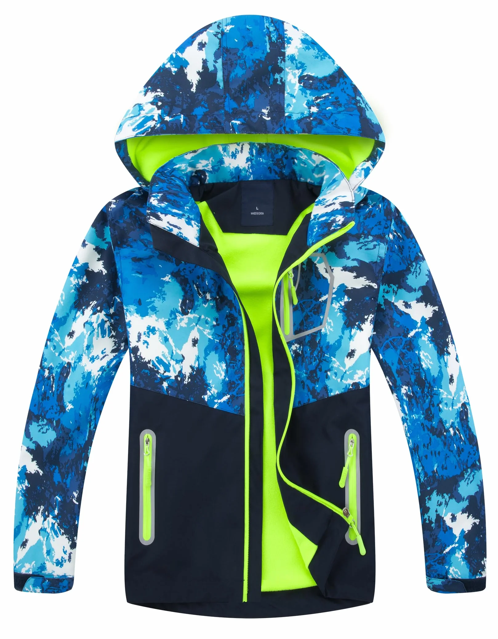 Kinder Gefütterte Jacke Jungen Übergangsjacken für Jungs Softshelljacken mit Camouflage Muster
