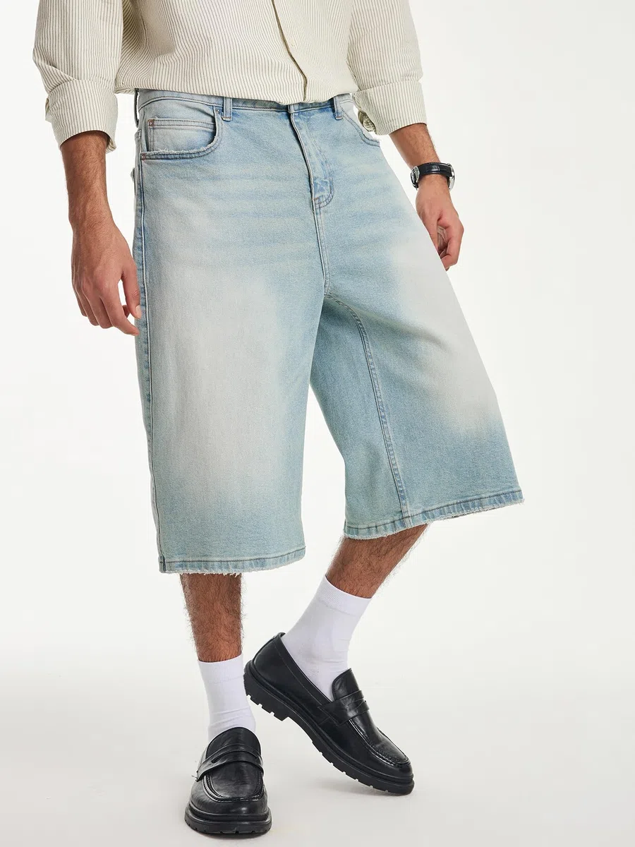 JMIERR Jeans Shorts Herren 3/4 Baggy Kurze Hosen Sommer Casual Weite Bermuda Kurze Jeans Herren Stretch Y2K Streetwear Denim Shorts Loose Fit Freizeithosen