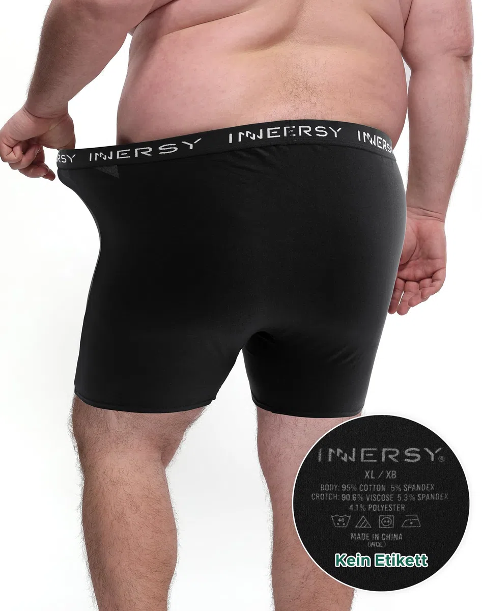 INNERSY Boxershorts Herren Große Größen Unterhosen Männer Baumwolle mit Eingriff Unterwäsche XL-6XL 4er Pack
