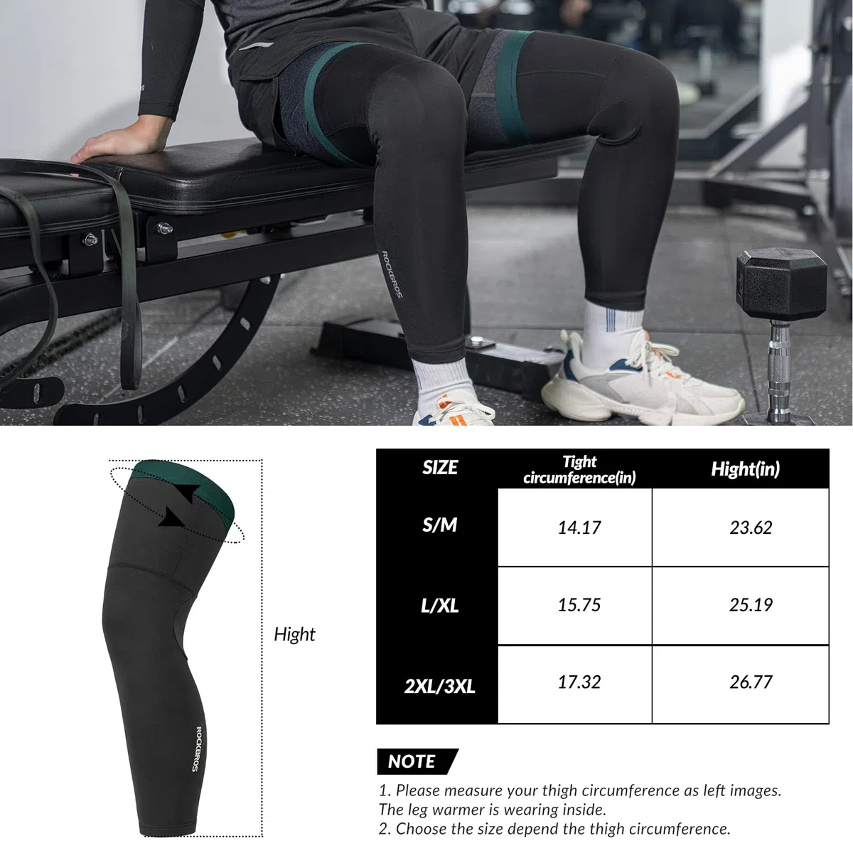 ROCKBROS Fahrrad Armlinge/Beinlinge Winter Thermo Armwärmer/Beinwärmer Rutschfest Arm Sleeves und Knieschutz für Radfahren, Laufen Herren/Damen S-3XL (1 Paar)