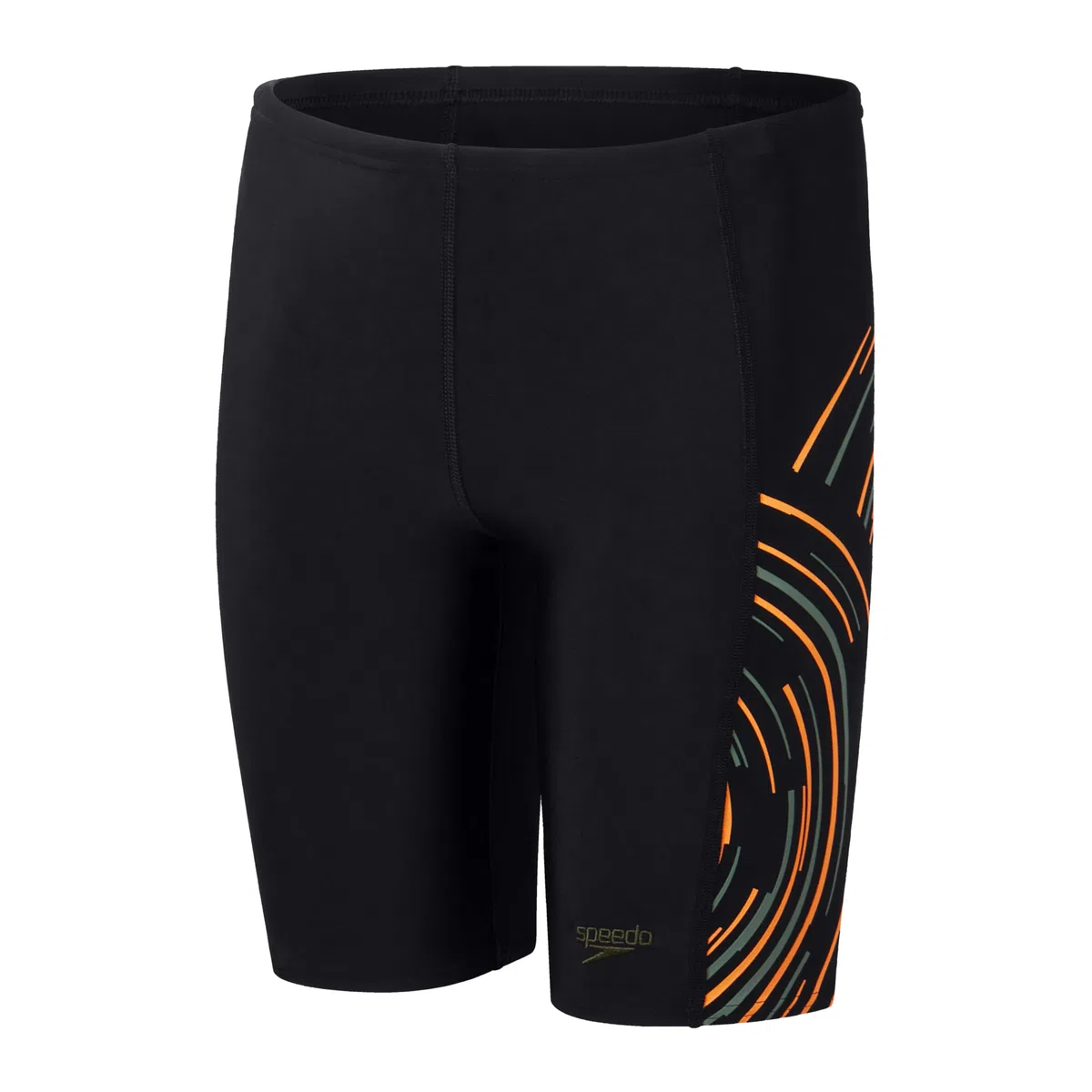 Speedo Plastisol Placement Jammer Badehose für Jungen, Schwarz / Grün