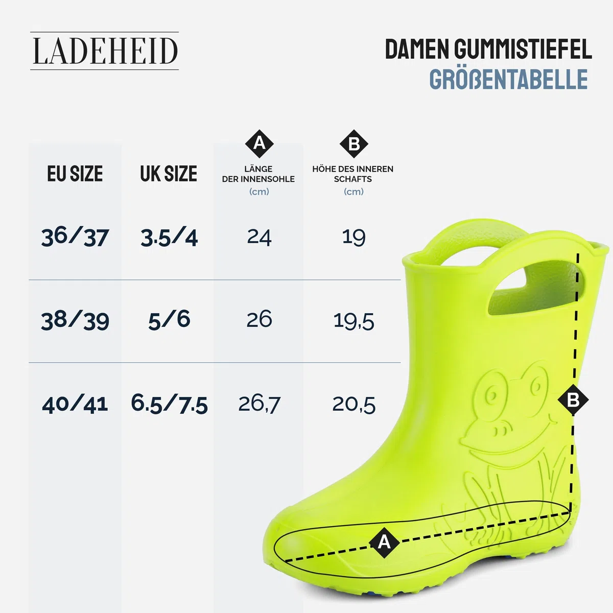 Ladeheid Damen federleichte Eva Gummistiefel Winter Regenschuhe gefüttert LA-CA-12