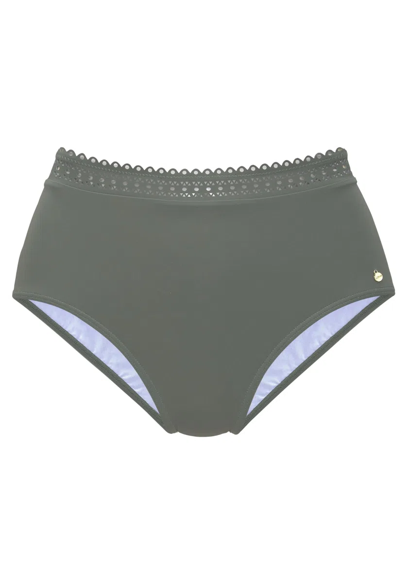 s.Oliver Damen Bikini-Hose mit High-Waist, Lasercut-Kante, Mix-Kini, atmungsaktiv und formend, schnelltrocknend