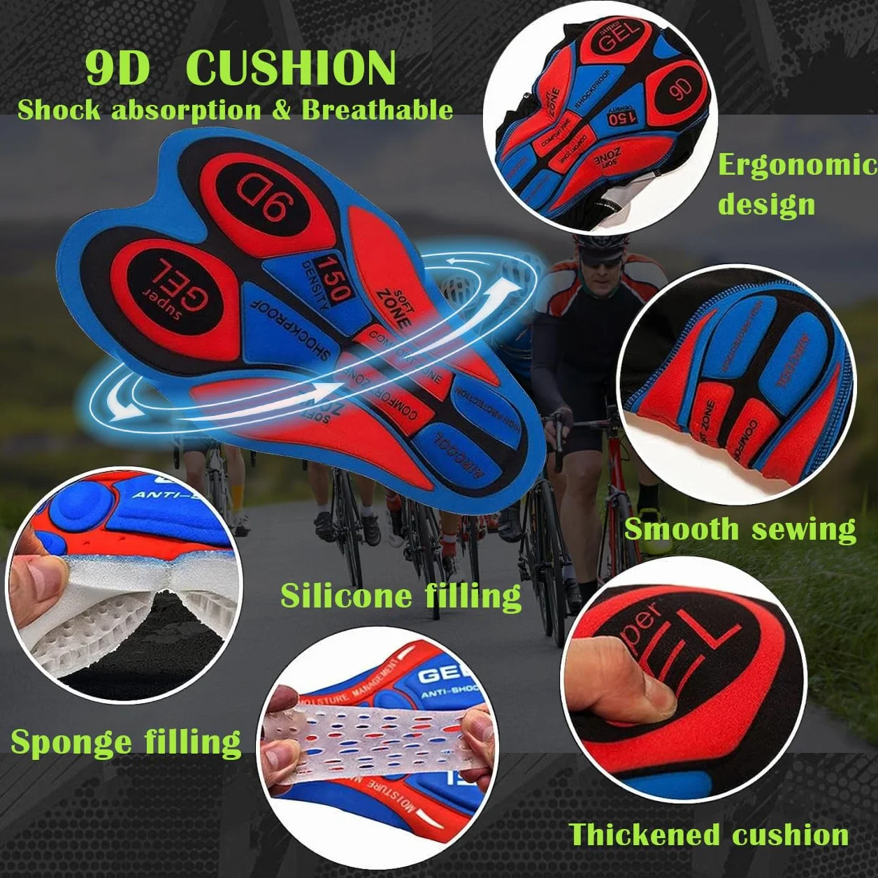 Herren Kurzarm Fahrrad Trikot Set,2024 neu Radtrikot Set Herren Kurzarm mit Atmungsaktiv Schnell Trocknend Radtrikot Mit 9D Sitzpolster für MTB Rennrad Fahrradbekleidung Set