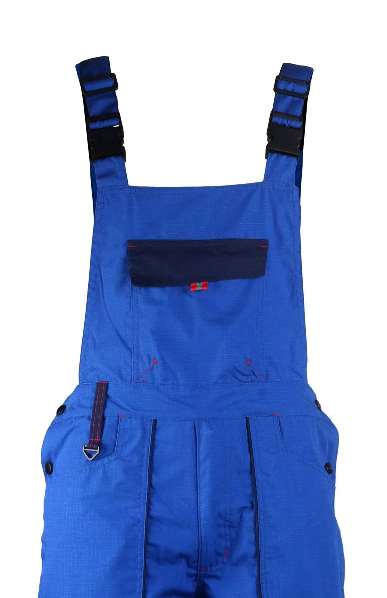 Stenso Prisma Arbeitshosen Männer Latzhose Herren Arbeitshose aus Ripstop - Leichtes und Verschleißfestes Material, Arbeitslatzhose Herren mit Cargotasche, Elastische Taille Königsblau EU58