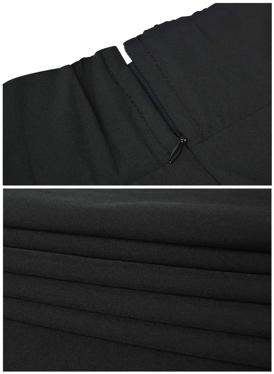 Damen High Waist Maxirock Taschen mit Seitenschlitz Langer A-Linie Rock