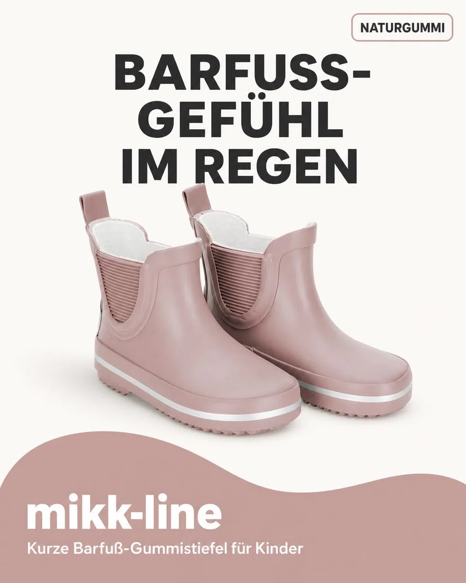 Mikk-line Kurze Gummistiefel Kinder | Barfuß Gummistiefel Kinder | Wetterfeste Slip-On Regenstiefel | Knöchelhohe wasserdichte Outdoor-Schuhe mit rutschfester Sohle
