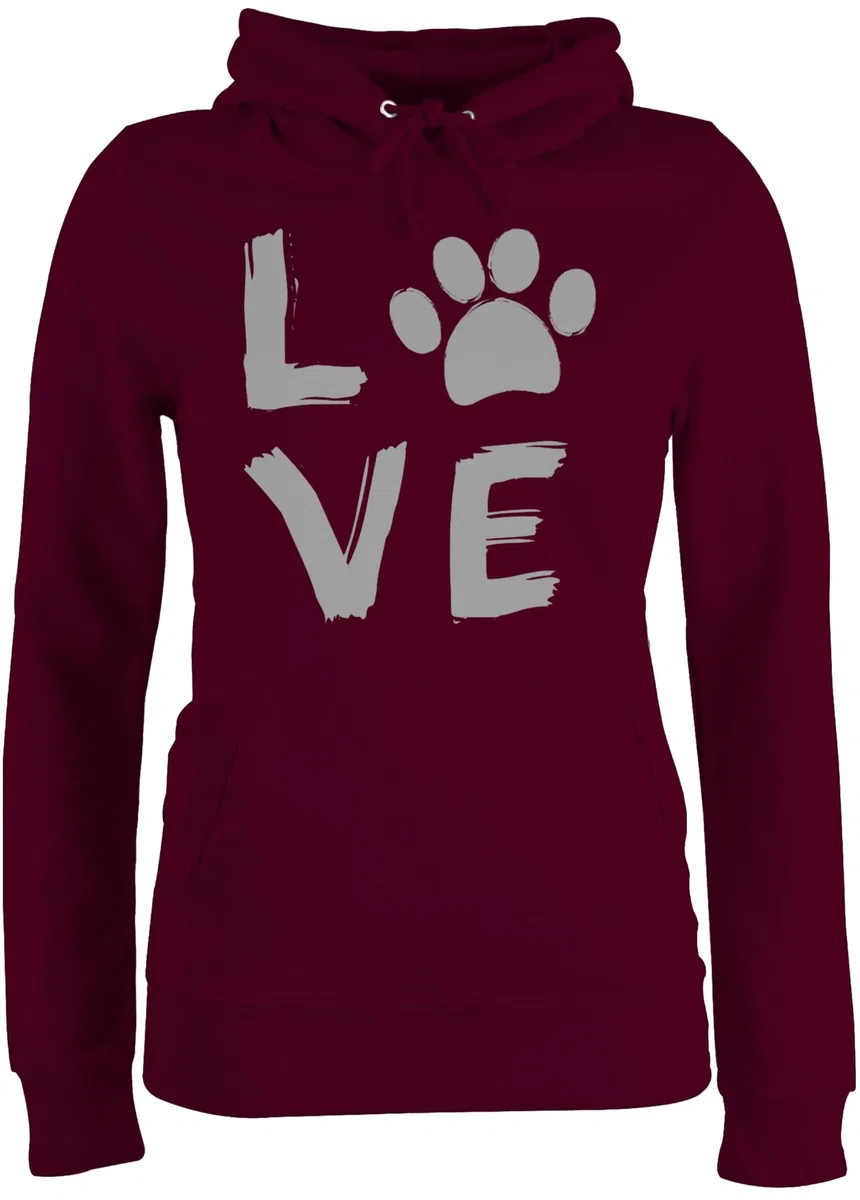 Shirtracer - Pullover Damen Hoodie Frauen - Geschenk für Hundebesitzer - Love Pfotenabdruck