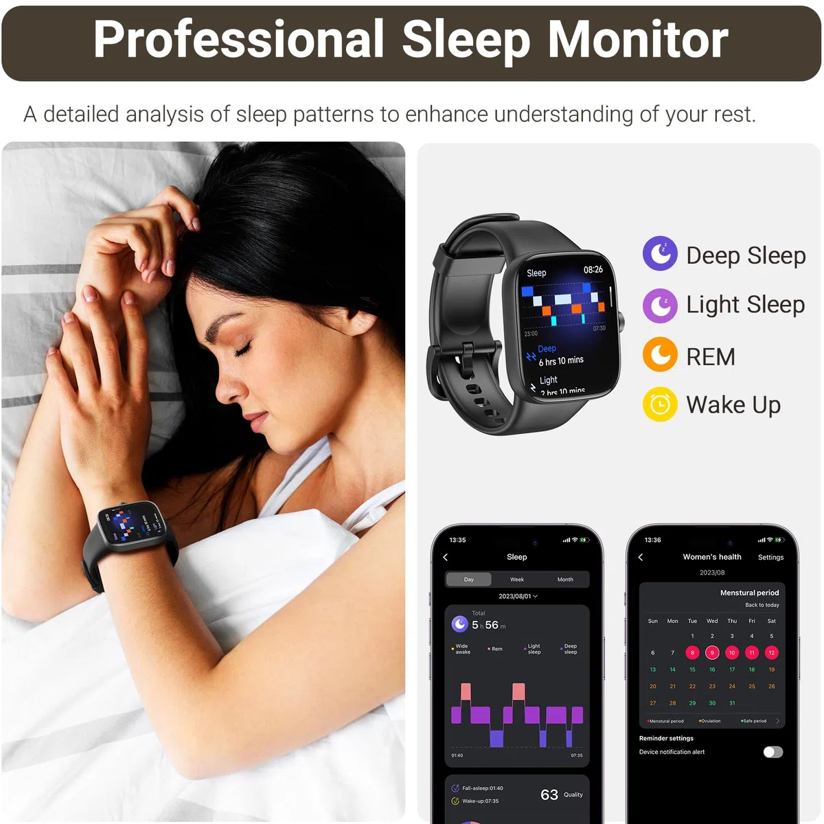 TOZO S7 Smartwatch Damen Herren, 1.85” AMOLED HD Screen Sportuhr mit Bluetooth Anruf, Fitnessuhr mit 100 Sportmodi, Herzfrequenz SchlafMonitor Schrittzähler, IP68 Wasserdicht für Android iOS - Schwarz