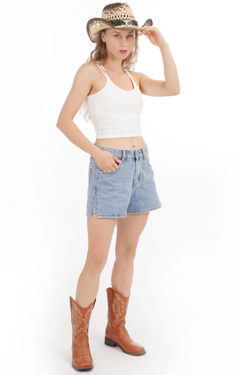 Cowboyhut, Cowgirl-Hut, Cowboyhut für Damen/Herren, formbare Krempe, Cowboyhut für Damen