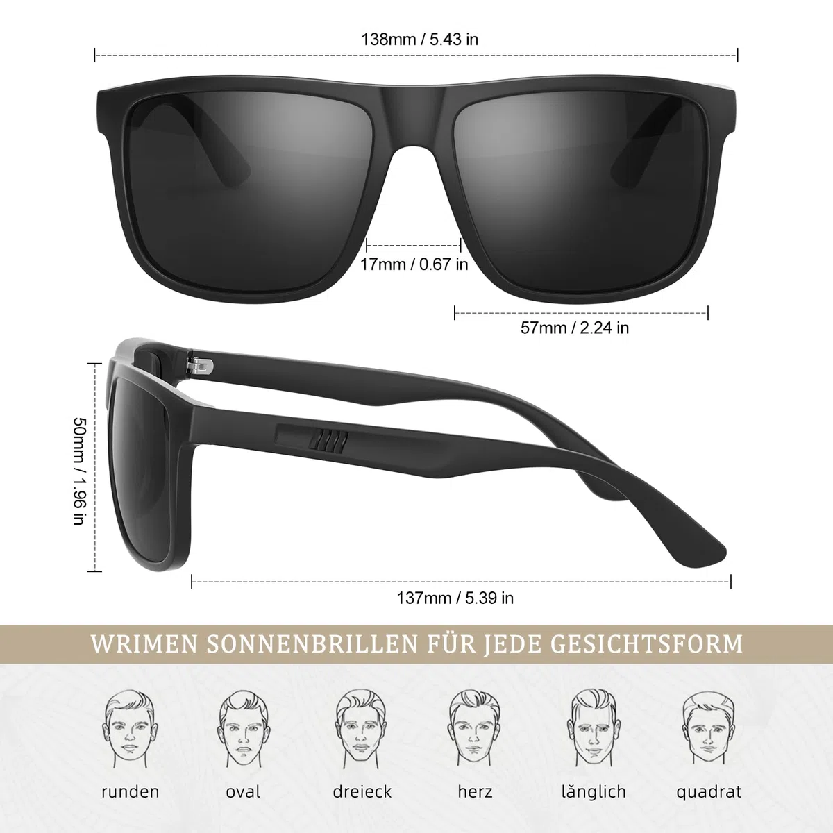 Sonnenbrille Herren-Polarisiert-UV400 Schutz-Mode-Retro-Unisex-Ultraleicht-Sonnenbrillen-Klassisch Rechteckig-Outdoor Sport Brille für Fahren Reise Angeln