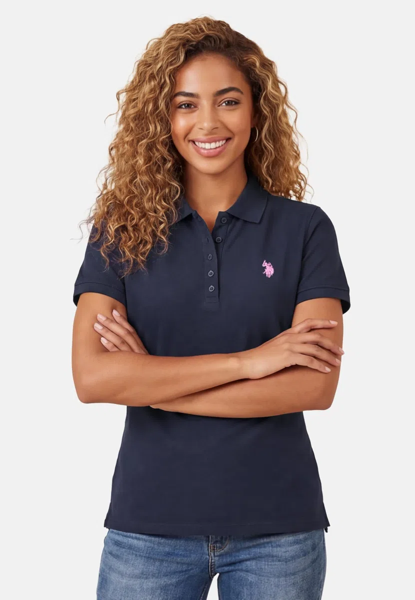 U.S. POLO ASSN. Damen Poloshirt (S-2XL) Kurzarm Polohemd mit Flachstrickkragen P007