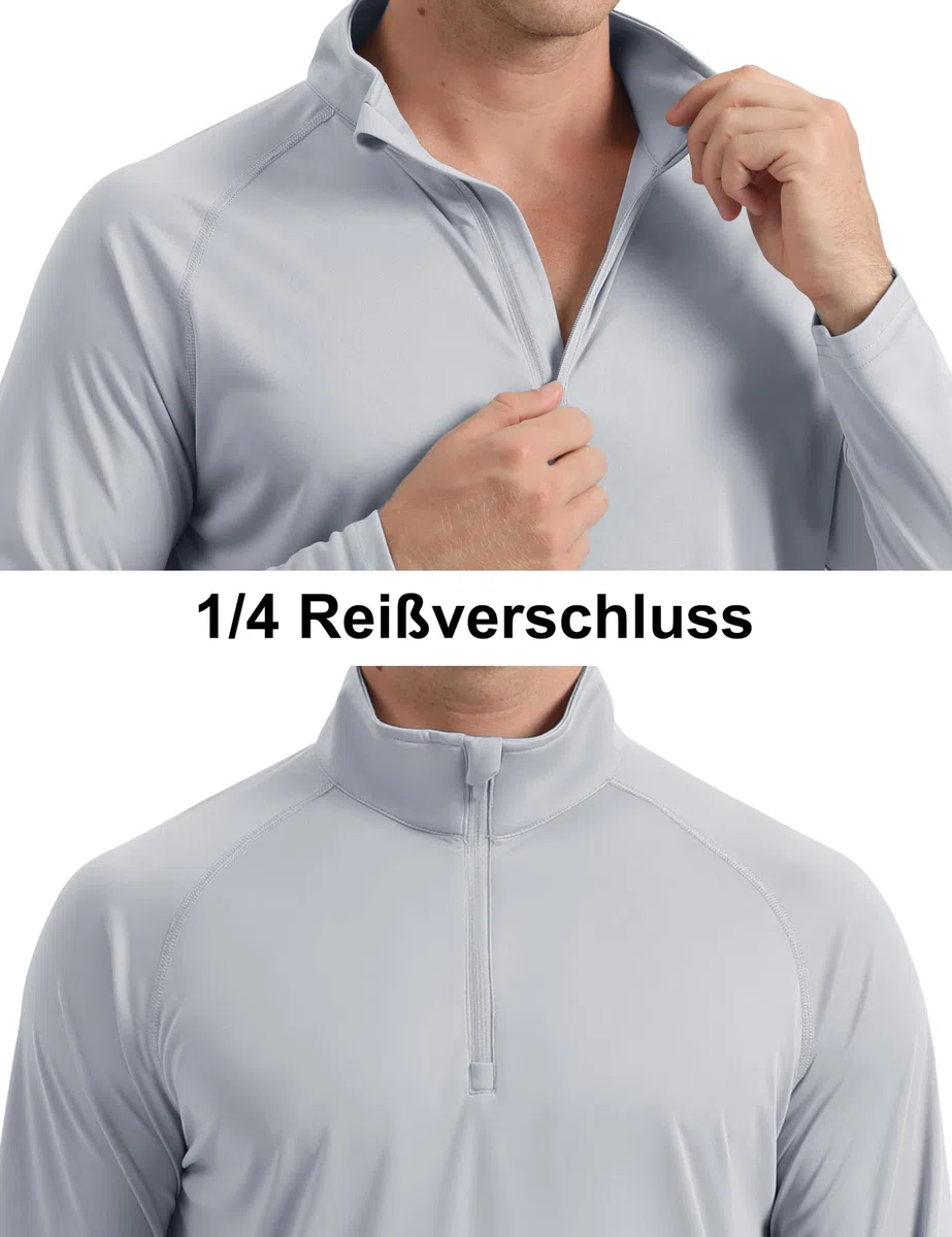 MAGCOMSEN UV Shirt Herren UPF 50+ 1/4 Reißverschluss Funktionsshirt Langarm Rashguard Sportshirt Sweatshirt Longsleeve