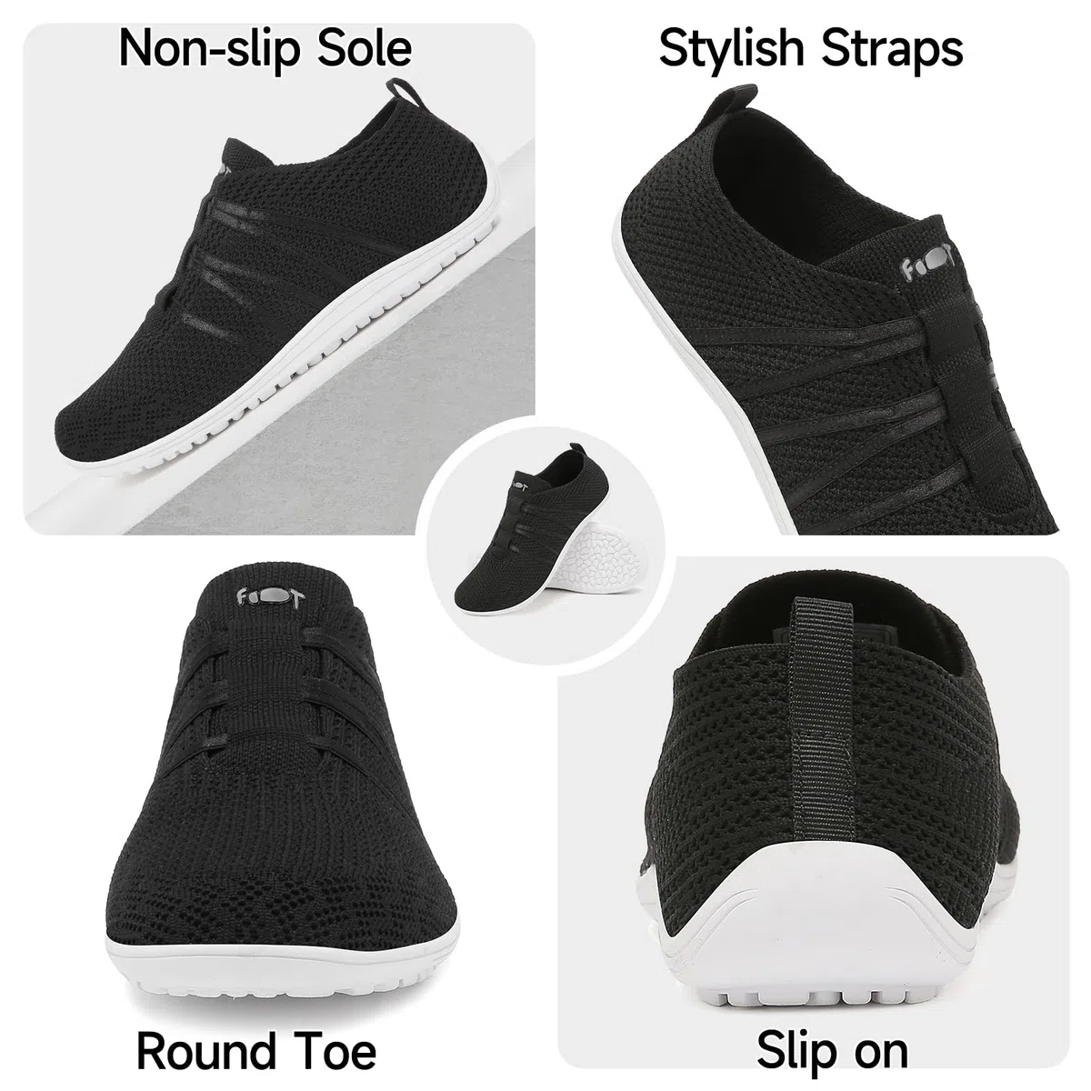 Wizshoe Barfußschuhe Damen Herren Barfuss Schuhe Bequeme Hausschuhe Slip On Sneaker Atmungsaktiv Fitnessschuhe mit Zero-Drop Solhe