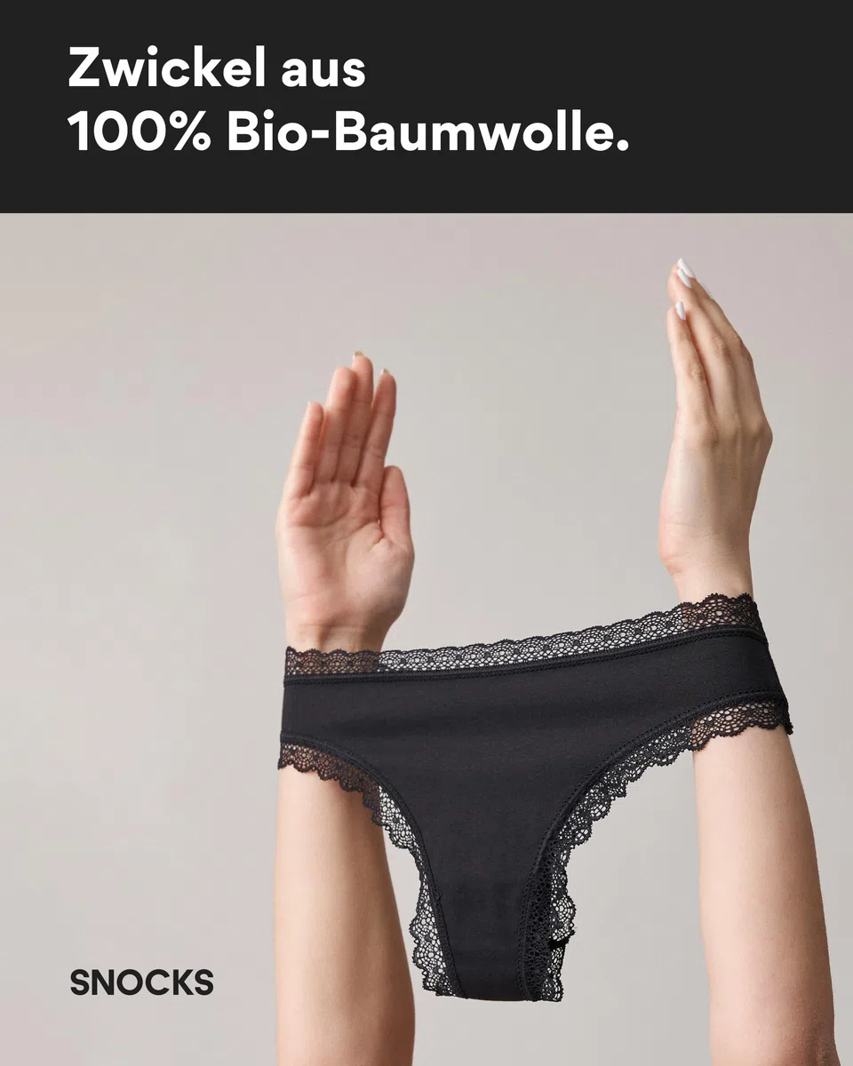 Snocks Tanga Damen mit Spitze aus Bio-Baumwolle – atmungsaktiv & komfortabel, schneidet Nicht EIN – sexy Unterhosen & Unterwäsche für Frauen – Thongs Women – Gr. XS - 4XL
